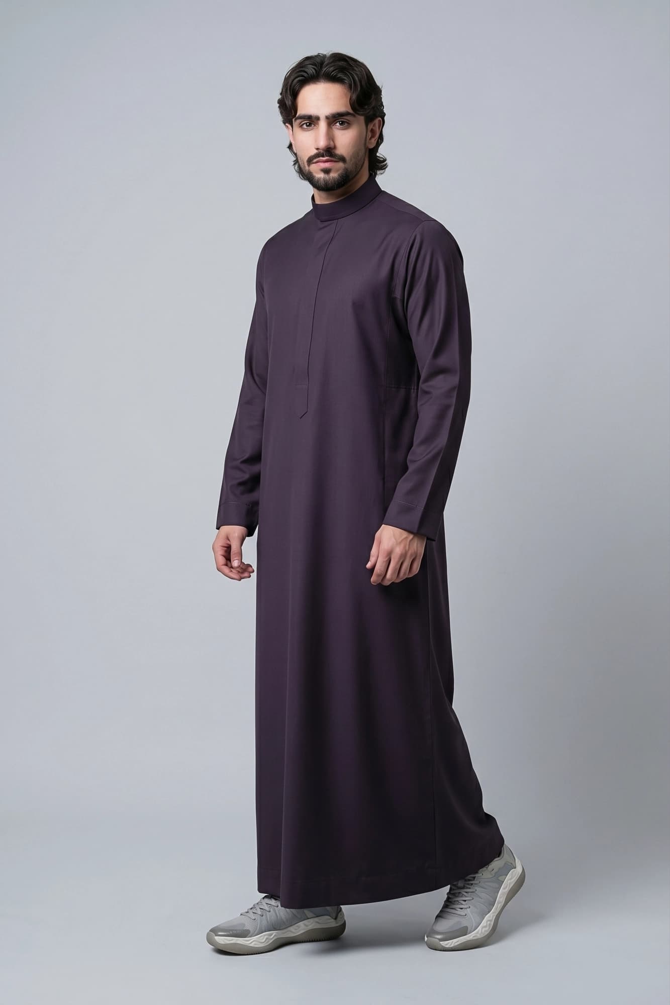 China Wool Saudi Thobe - Deep Aubergine