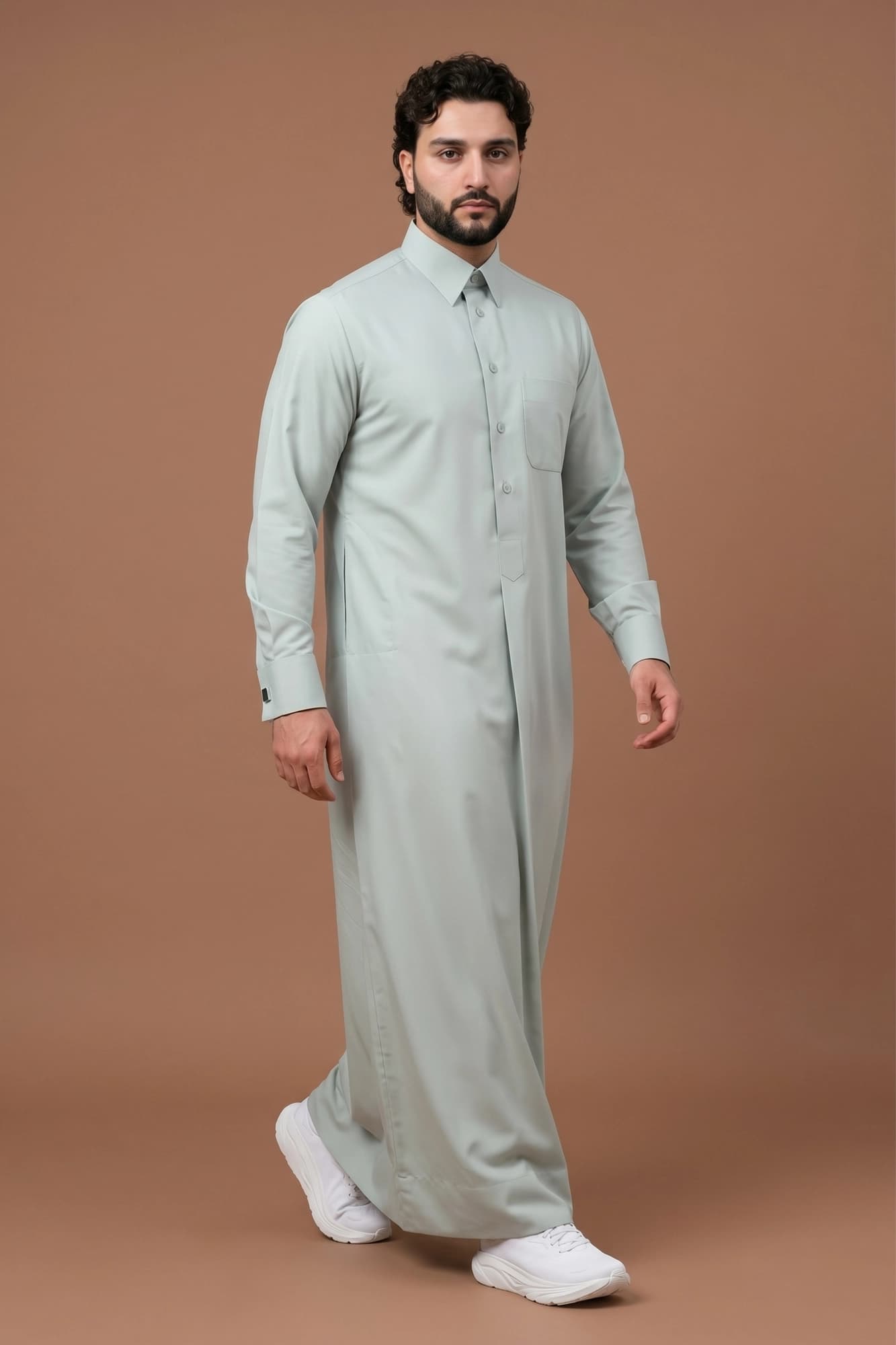 Faded Ash Qatari Thobe - Spun Polyester